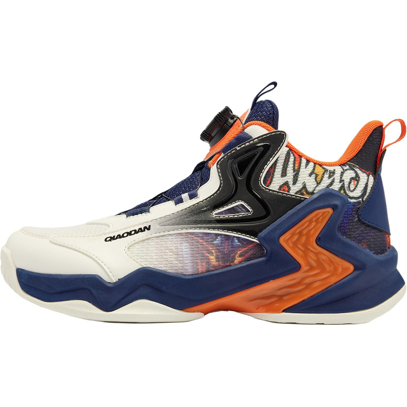 

QIAODAN Антискользящие износостойкие баскетбольные кроссовки Mid-Top Ivory/Serene Blue для детей и подростков