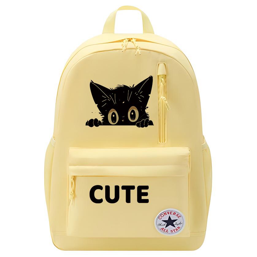 

Converse Средний унисекс рюкзак из полиэстера цвета яичного желтка, Cute Black Cat