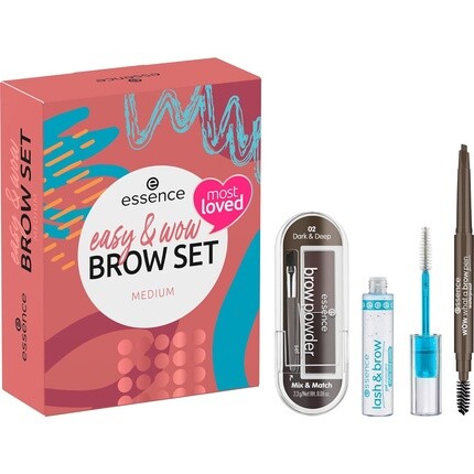 

Косметика Easy & WOW Brow Set Medium Makeup Gift для женщин Vegan Essence
