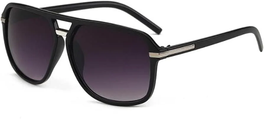 

Солнцезащитные очки с двойной переносицей, защитой от ультрафиолета, ретро-стиль, квадратная оправа, большие очки для мужчин и женщин Weloveushop, Bright Black Frame