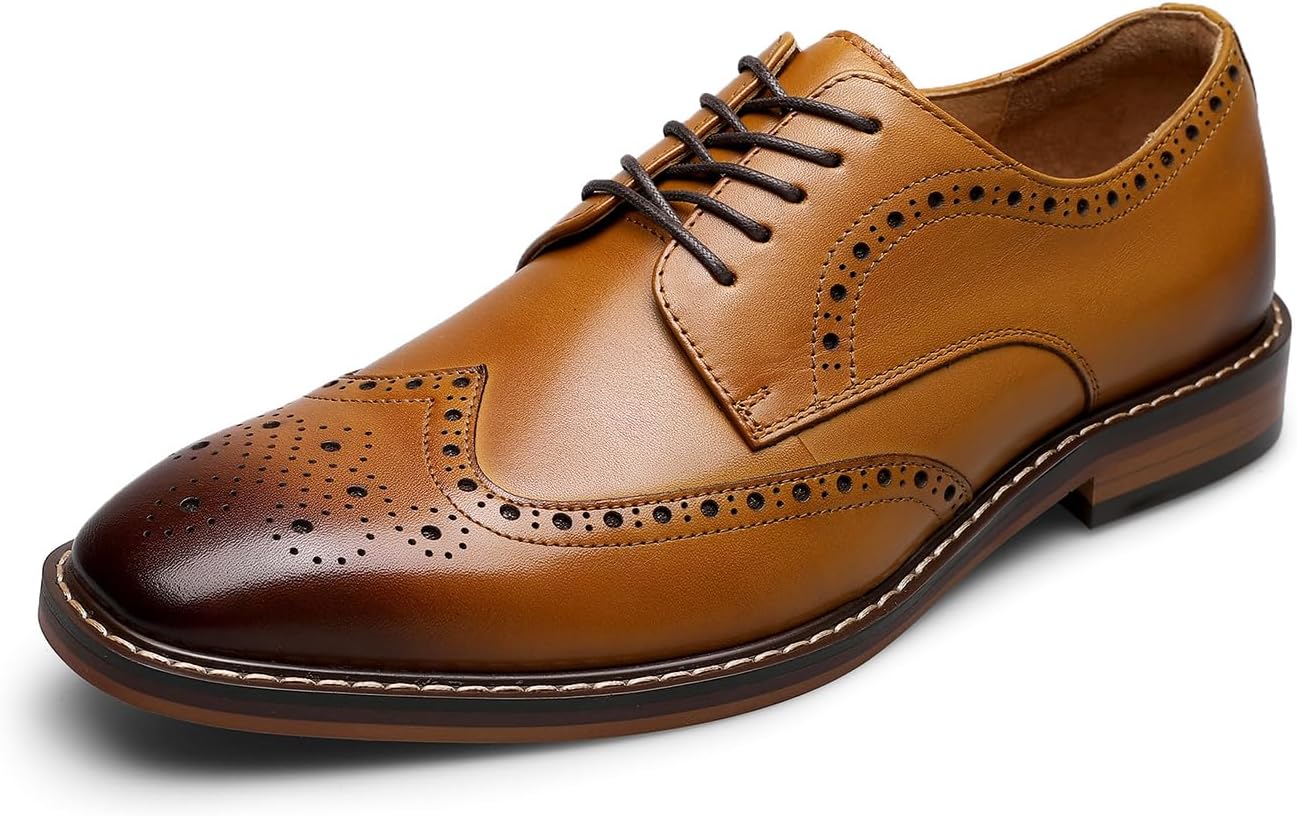 

Мужские классические броги DESAI, оксфорды на шнуровке, формальная обувь для бизнеса, светло-коричневый