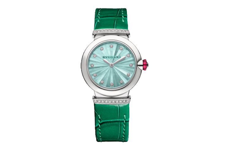 

BVLGARI Часы LVCEA Collection Wrist Watch Quartz Movement Crocodile Leather Strap 28mm Green Dial Women's Watch 103919, Green Dial