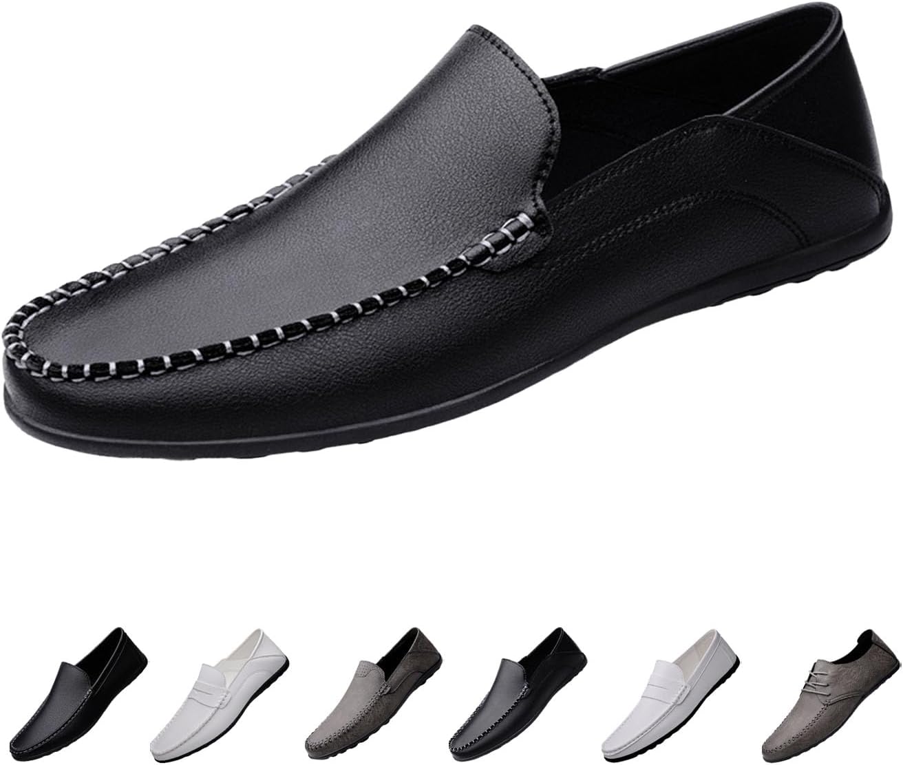 

Мужские слипоны для вождения, легкие с комфортом на весь день, нескользящая мягкая подошва, повседневные деловые оксфорды, лодочные туфли Moyowei, черный