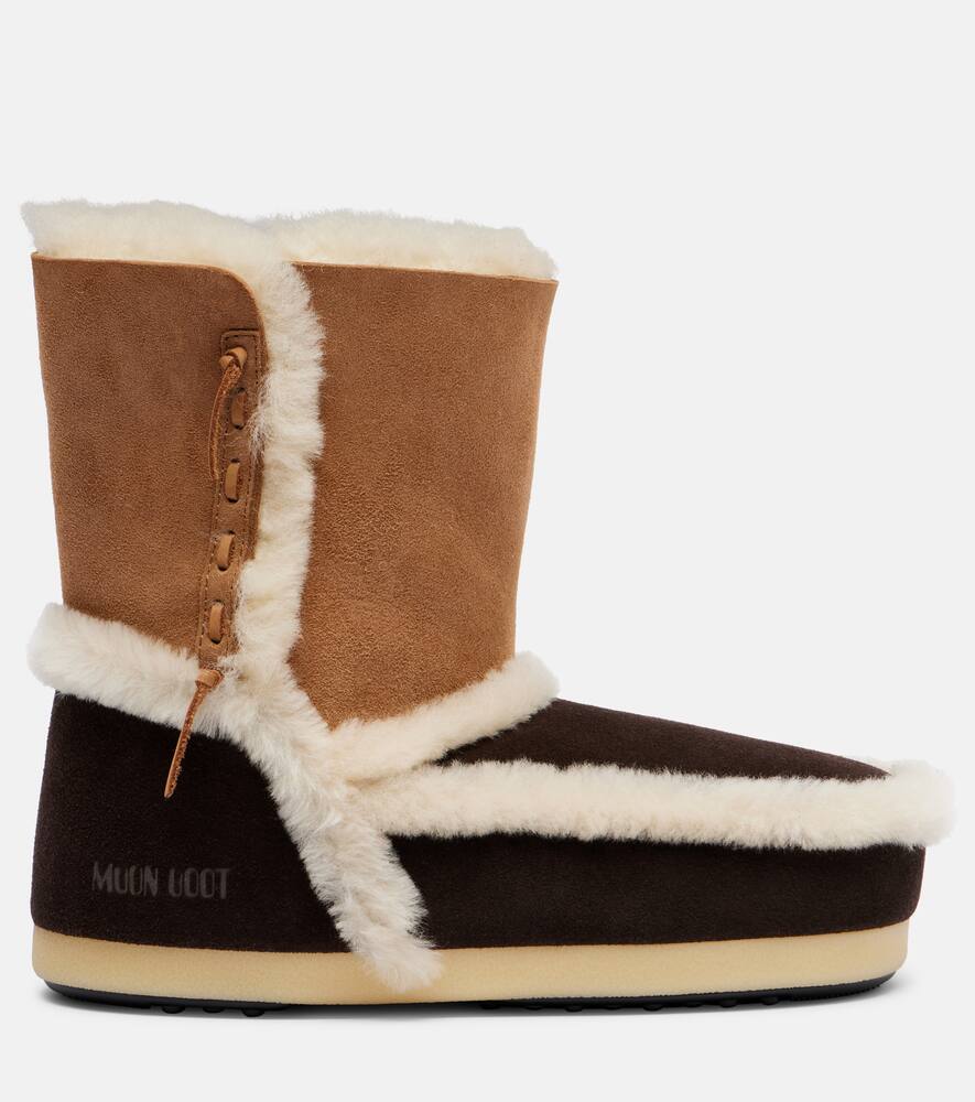 EVX замшевые ботинки щиколотки с отделкой из овчины Moon Boot, Dark Brown/Cognac — фото 4