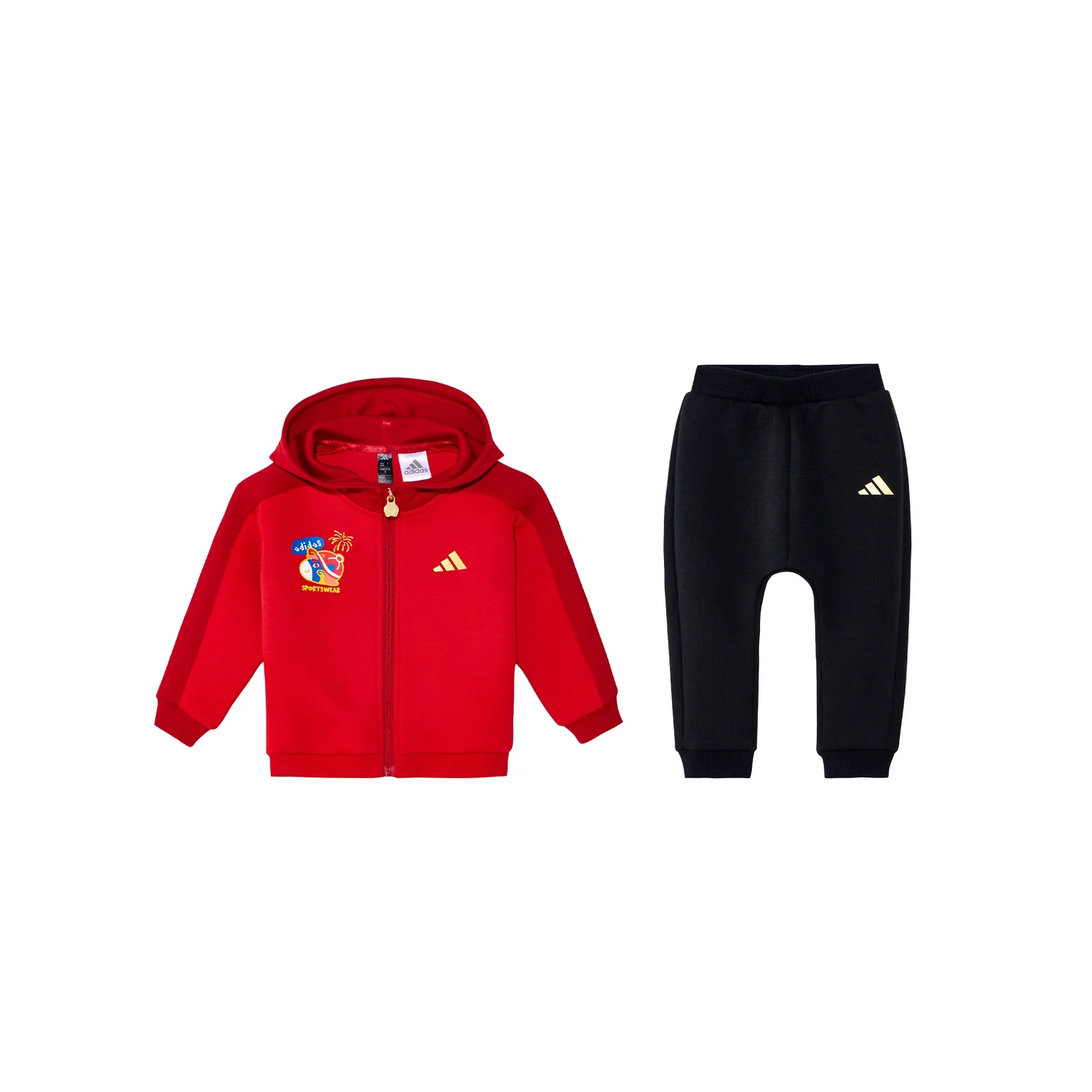 Детский спортивный костюм с худи на молнии Adidas, Light Scarlet/Black