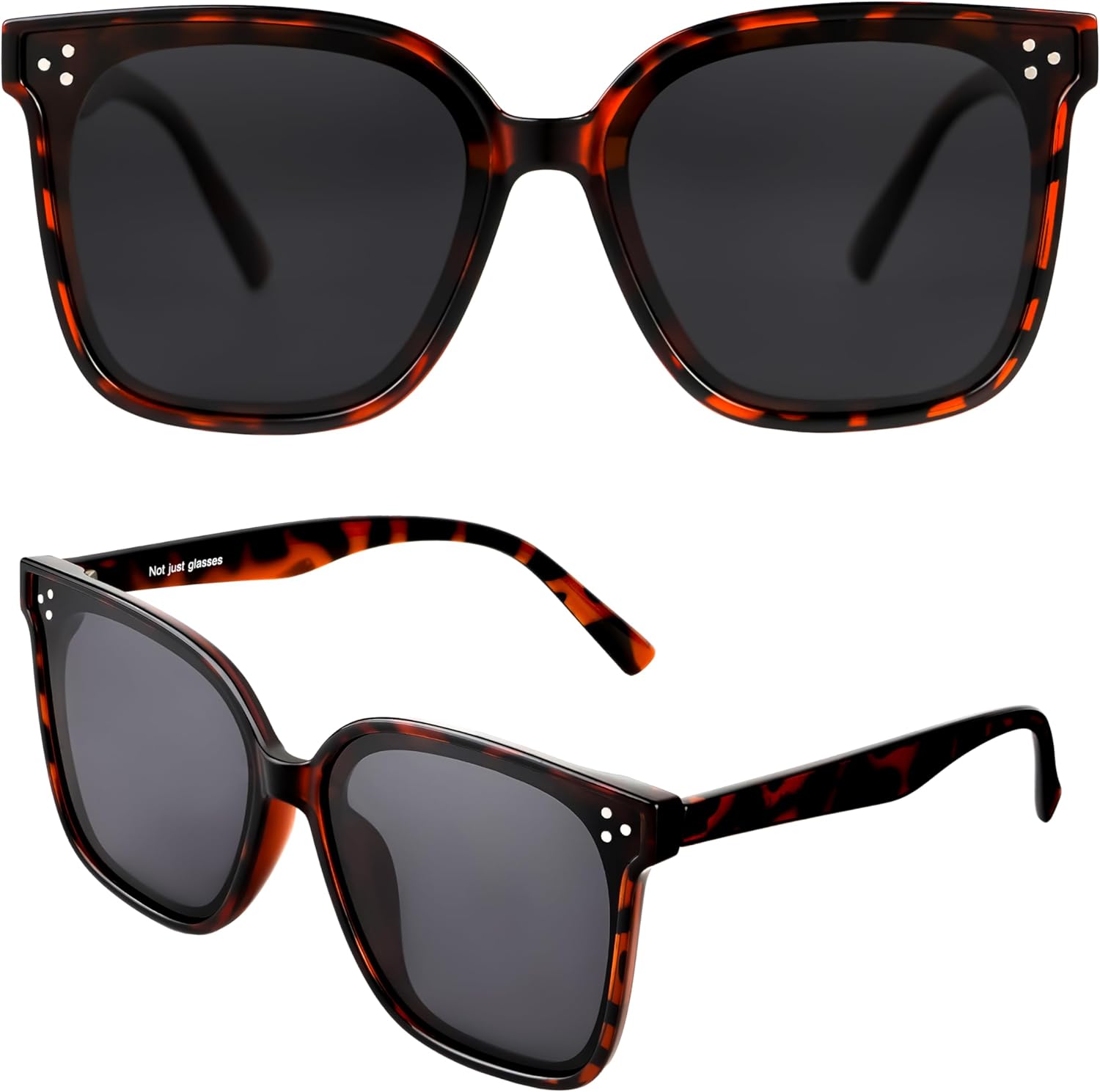 

Модные поляризованные квадратные солнцезащитные очки TAC для женщин и мужчин, увеличенная легкая оправа из материала TR90 с защитой от УФ-излучения UV400 Yaserra, Amber Tortoise Frame/Grey Lens