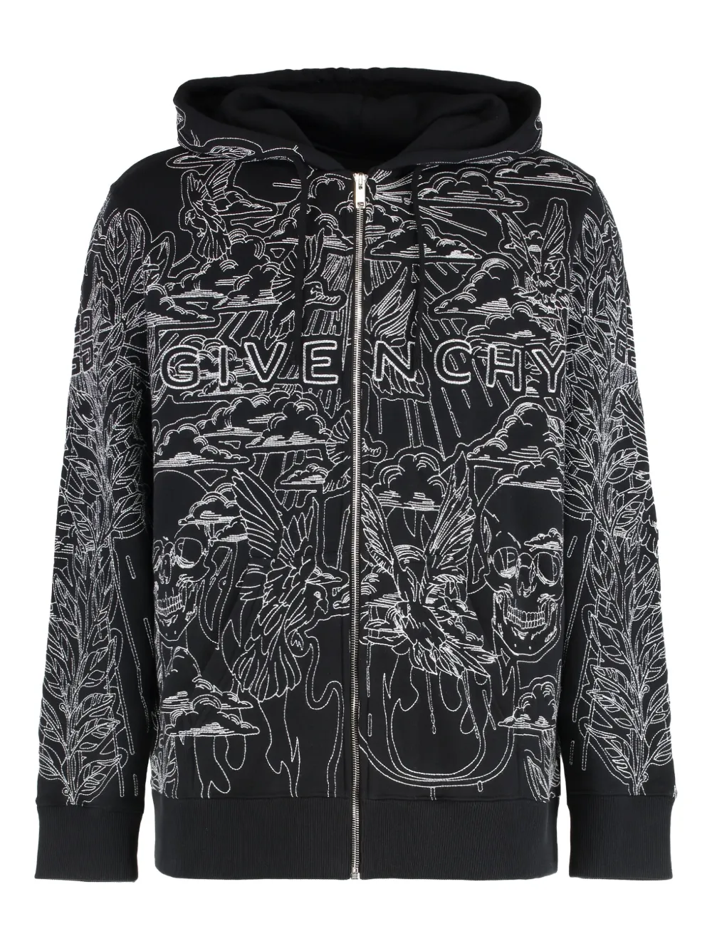 

Худи на молнии с вышивкой Givenchy, черный