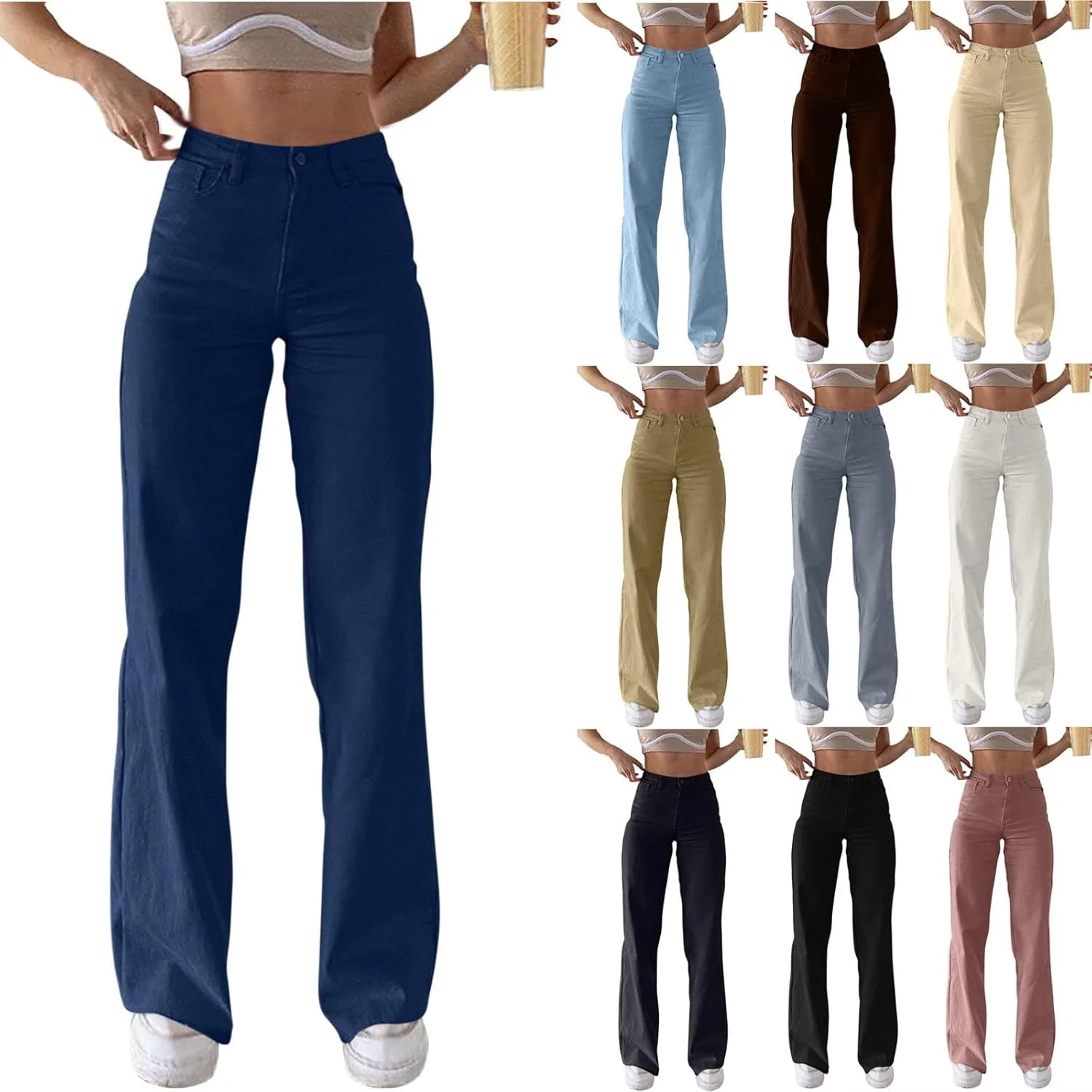 

Прямые джинсы для женщин с высокой посадкой и карманами Ssuyeuri