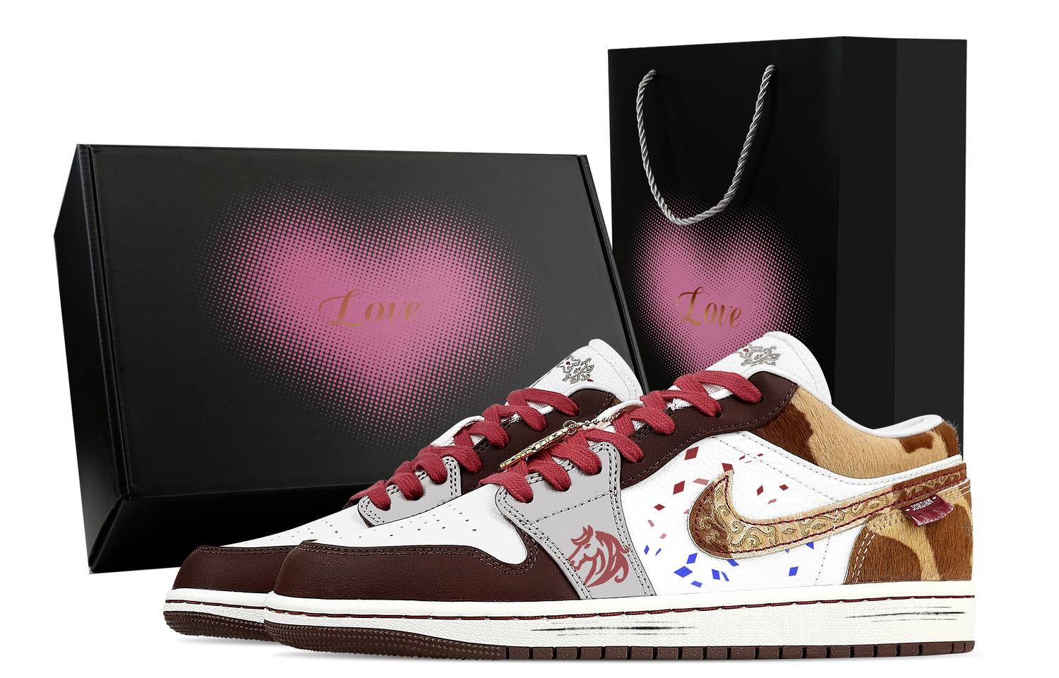 

Jordan Air 1 Jun Cai, Heart Box, кроссовки низкие Vintage Basketball, мужские, Brown Gray