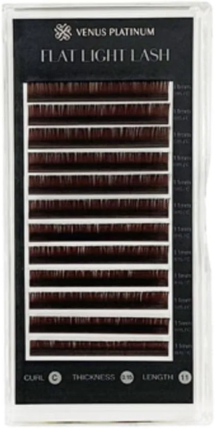 Ресницы Flat Light Rush Cocoa Brown J Curl 0.15 мм x 13 мм VENUS PLATINUM