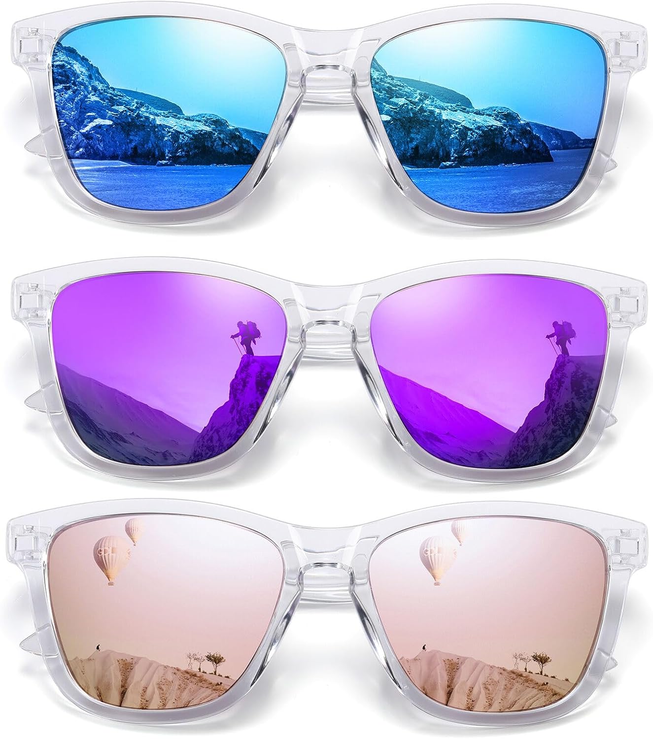 

Поляризованные солнцезащитные очки MEETSUN для женщин и мужчин, классический ретро-дизайнерский стиль, модные, защита UV400, 3 Pack Blue Mirrored + Purple Mirrored + Pink Mirrored