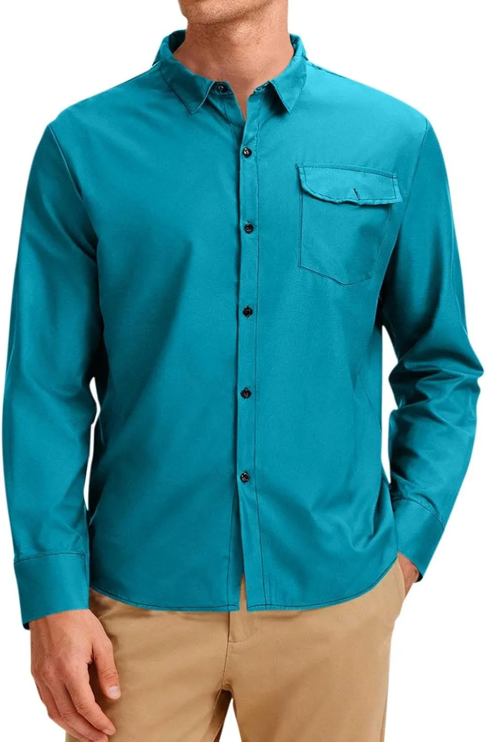 

Мужская рубашка Casual Business/Hawaiian с длинным рукавом, воротником и карманом