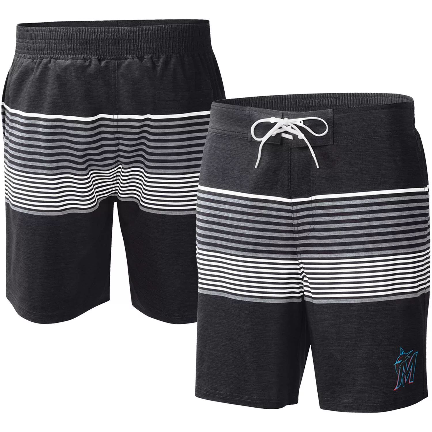 

Мужские спортивные шорты Carl Banks Black Miami Marlins Coastline Volley Swim Shorts G-III