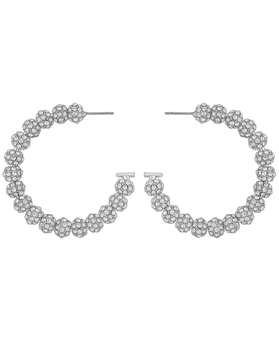 

Серьги-кольца в форме буквы С, украшенные стразами и бусинами (также в серебристом цвете) GUESS, Silver