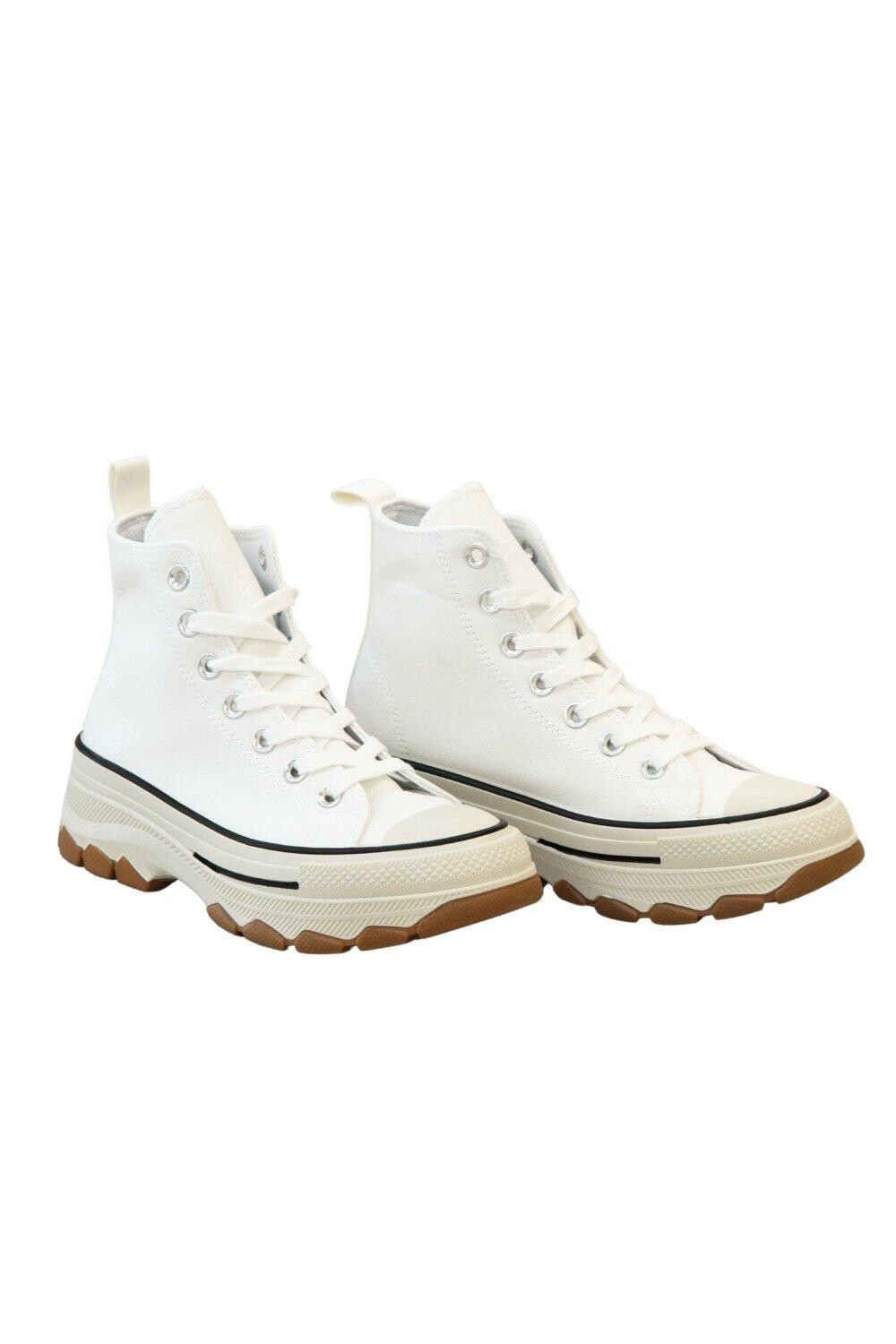 Высокие кроссовки High Top Canvas Casual Comfy Daily Wear Chunky Flatform Wedge Trainers IVACHY, белый — фото 2