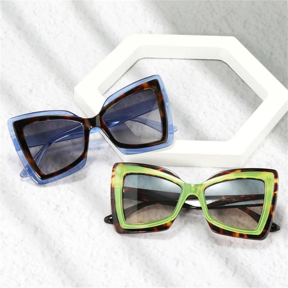 

Большие женские солнцезащитные очки в стиле ретро с градиентными линзами и защитой от УФ-излучения UV400, мужские солнцезащитные очки HCPIHF, Leopard Green Tea