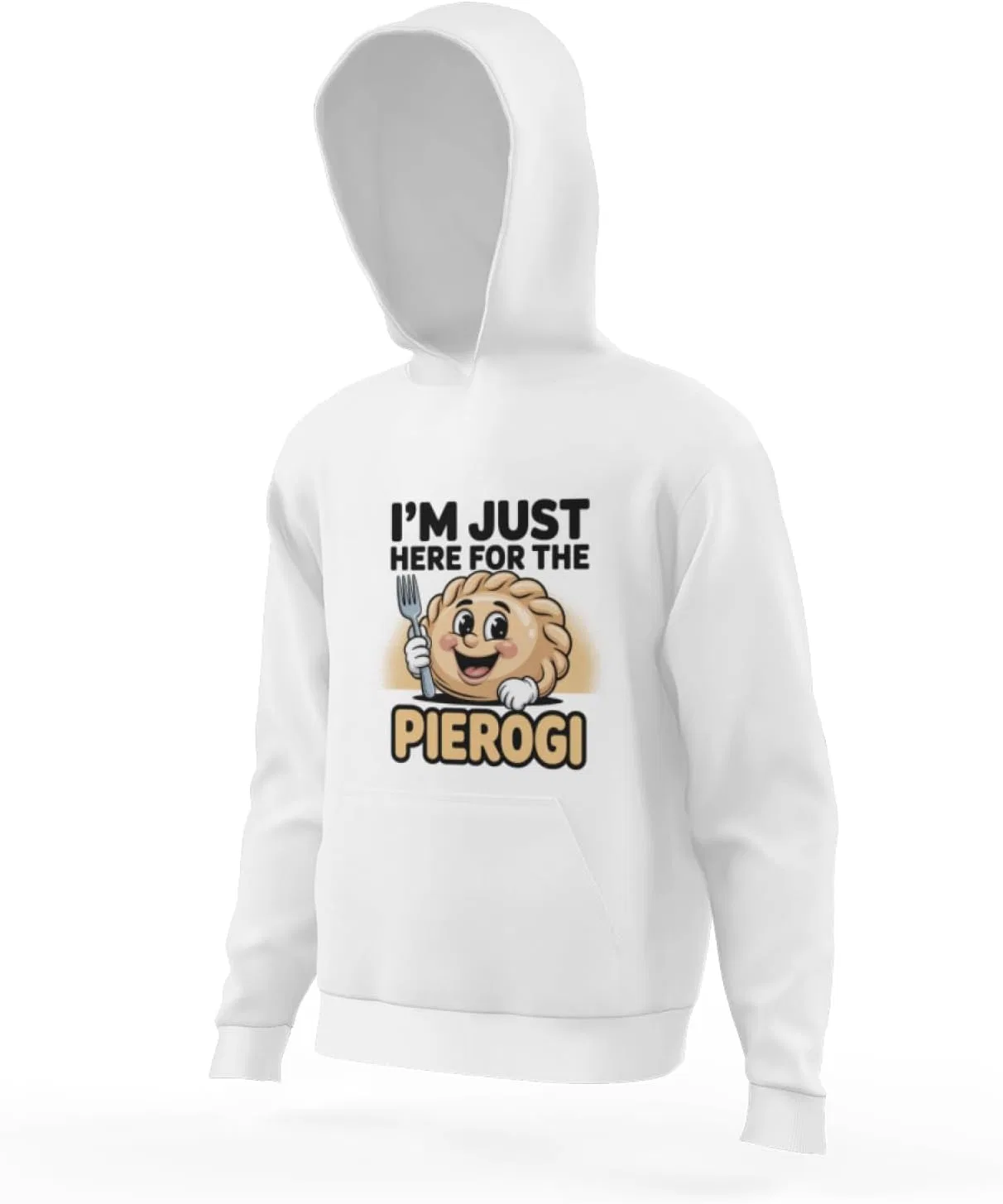Детская худи с капюшоном Funny Just Here For Pierogi, HEAPPER, белый — фото 4