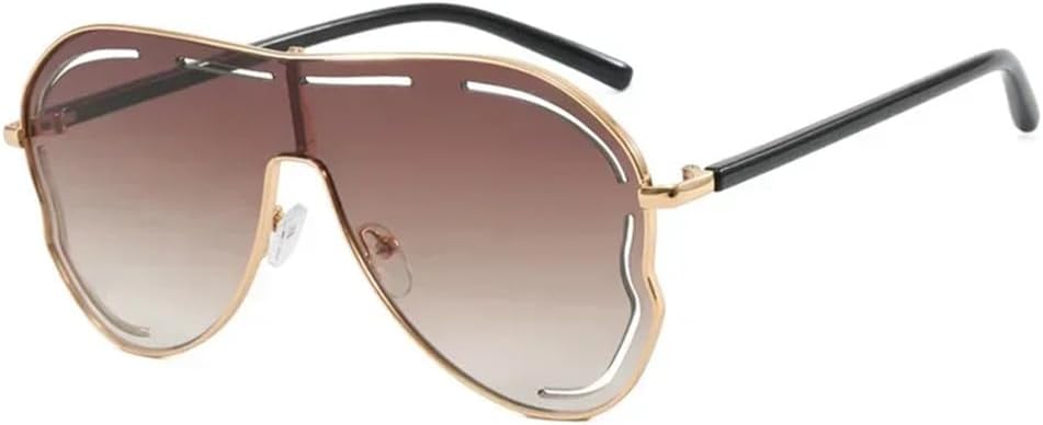 

Солнцезащитные очки UV400 — конфетные цвета, увеличенный размер, металлический панк, для женщин и мужчин, для бега и занятий спортом на открытом воздухе UYPTK, Gold Tea