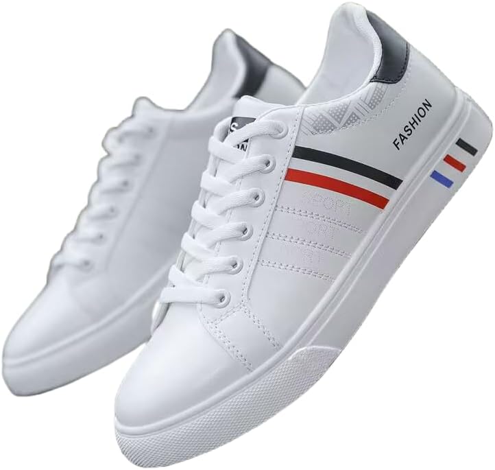 

Мужские кеды для скейтбординга HCHCTRY - повседневные кроссовки на шнуровке, однотонные низкие кеды из ПУ, всесезонная обувь с круглым носком, текстильной внутренней отделкой, подошвой из ПВХ и стелькой из ткани для повседневной носки, белый