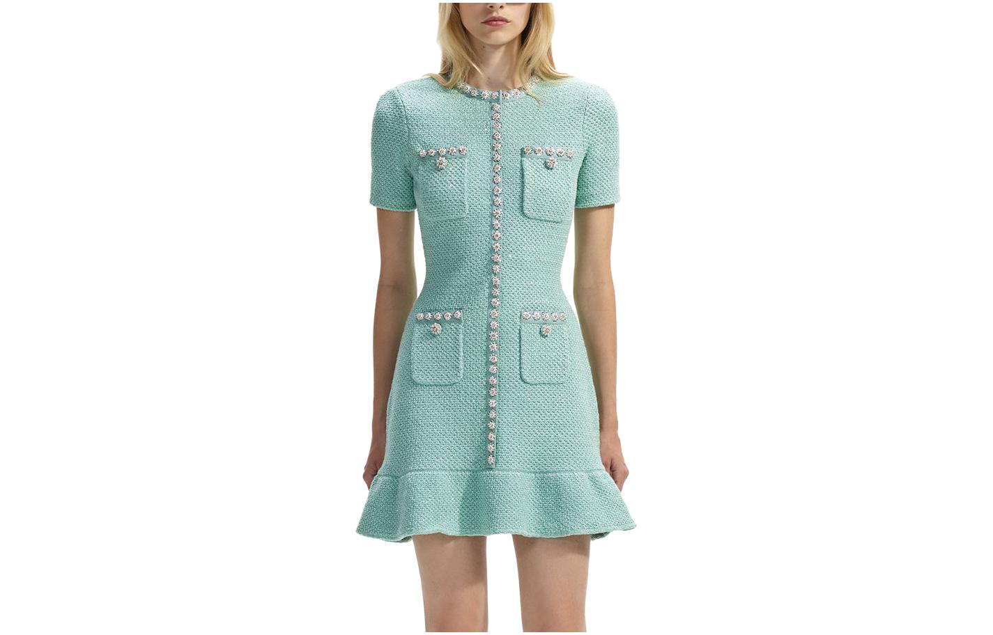 

Self-portrait Женское платье с коротким рукавом Self portrait мятно-зеленое