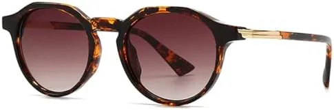 

Солнцезащитные очки 2027 Round для женщин с градиентным покрытием, защита от УФ-излучения UV400, ретро-очки для мужчин в стиле панк MTZJH, Leopard Tea Gradient