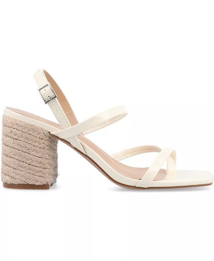 Женские босоножки Olivina Espadrille на блочном каблуке с ремешками Journee Collection, слоновая кость — фото 2