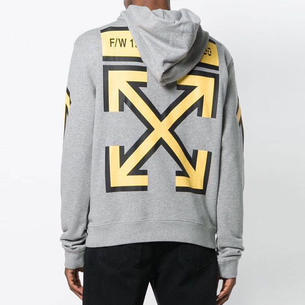 Толстовка fw18 arrows normal fit hooded sweater 'grey yellow' Off-White, серый — фото 4