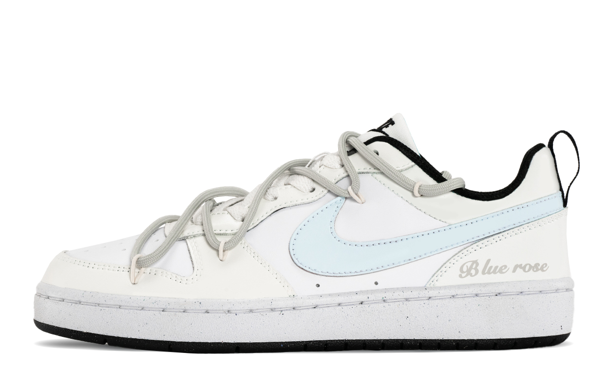 

Nike Court Borough с амортизацией, износостойкие низкие детские скейтбординговые кроссовки Blue Beige для подростков