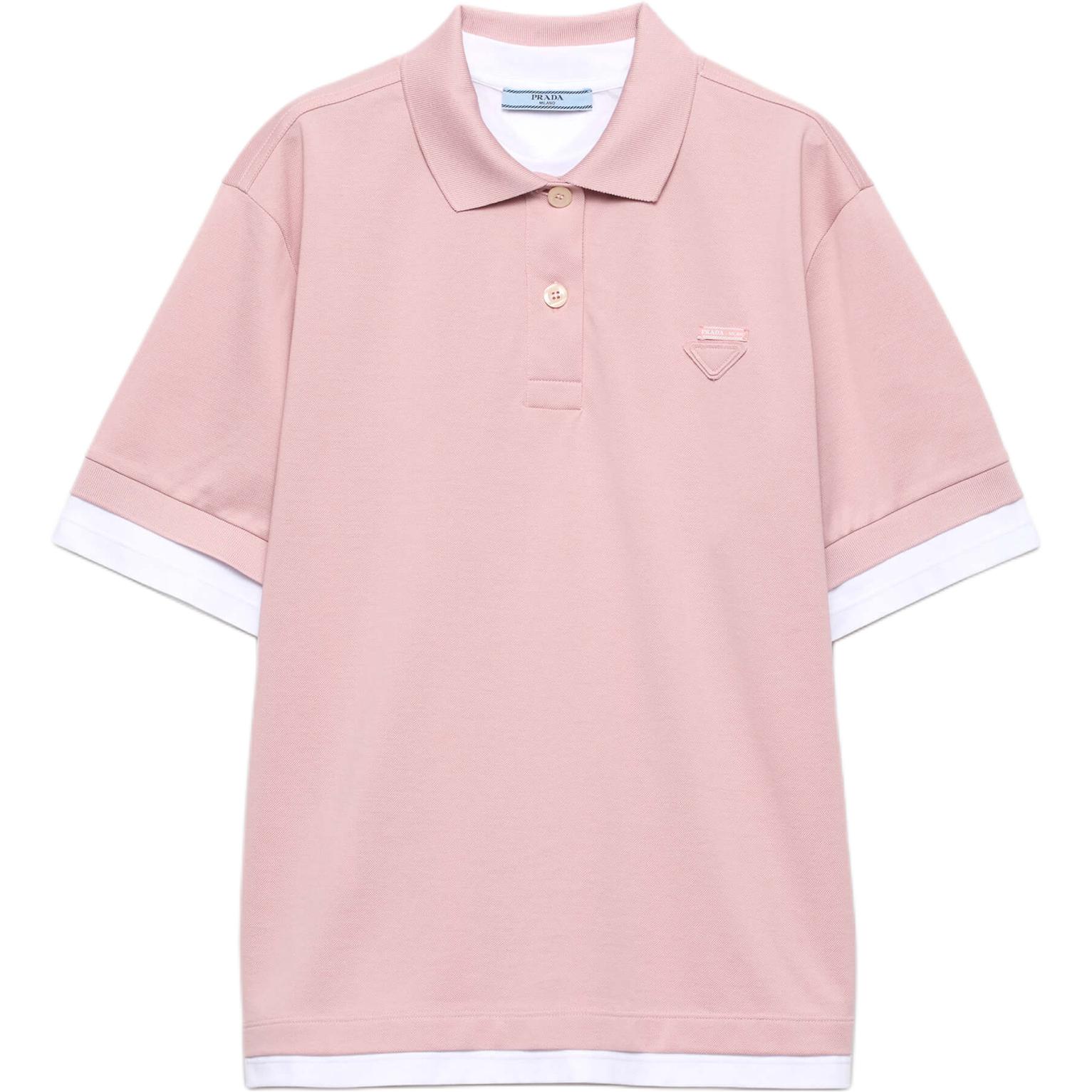 

Детализированная поло с коротким рукавом Logo PRADA, розовый