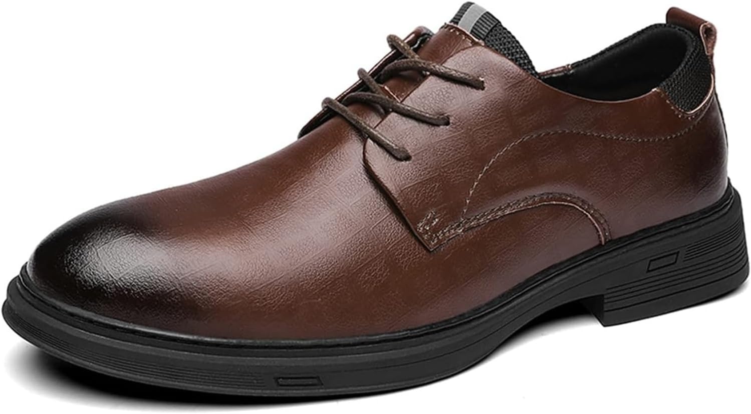 

Мужские оксфорды из натуральной кожи, удобные с круглым носком, шнуровкой, противоскользящие, деловые, формальные, для улицы и повседневного ношения Generic, коричневый