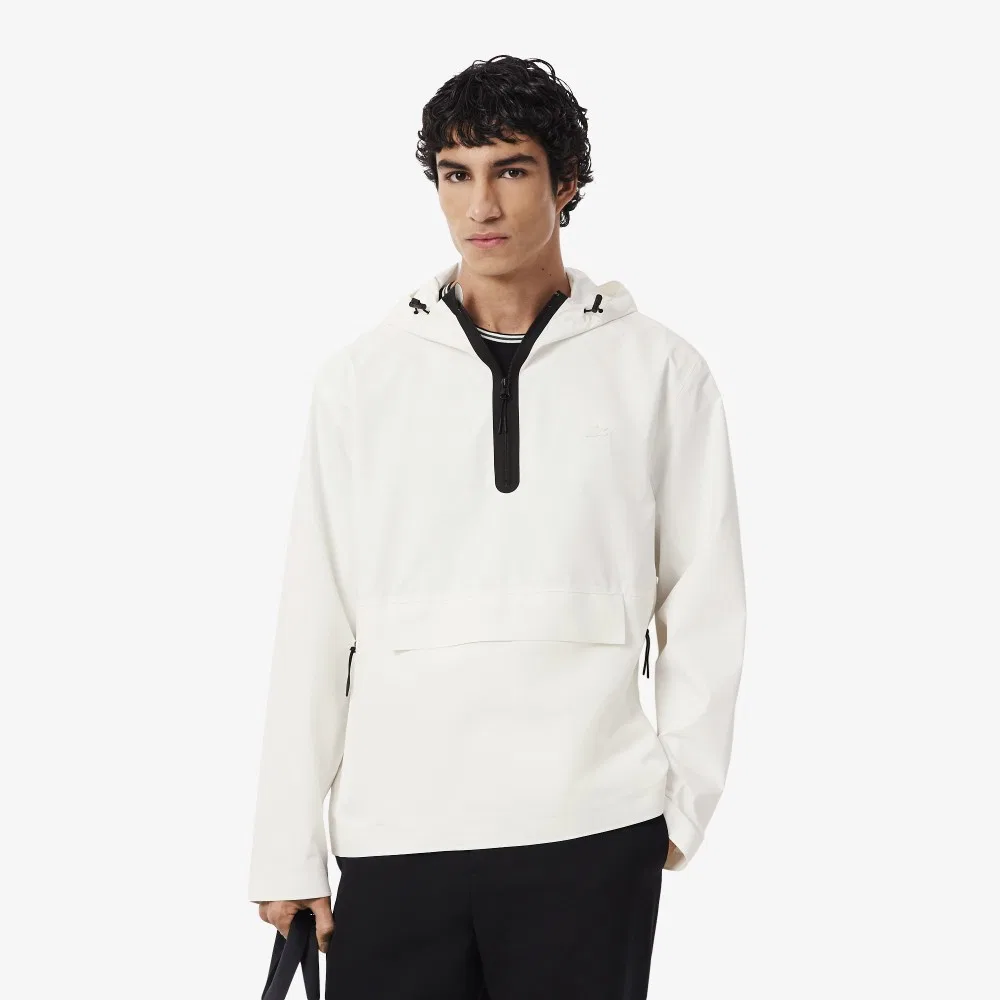Мужской тканый анорак оверсайз цвета слоновой кости от Lacoste