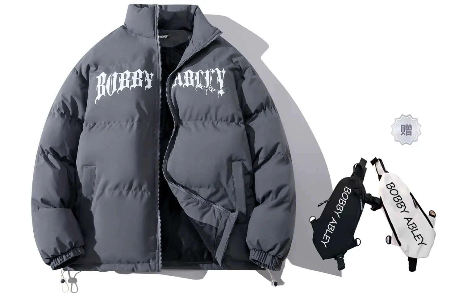 

BOBBY ABLEY Пуховик унисекс, Dark Gray (Comes with Branded Crossbody Bag)