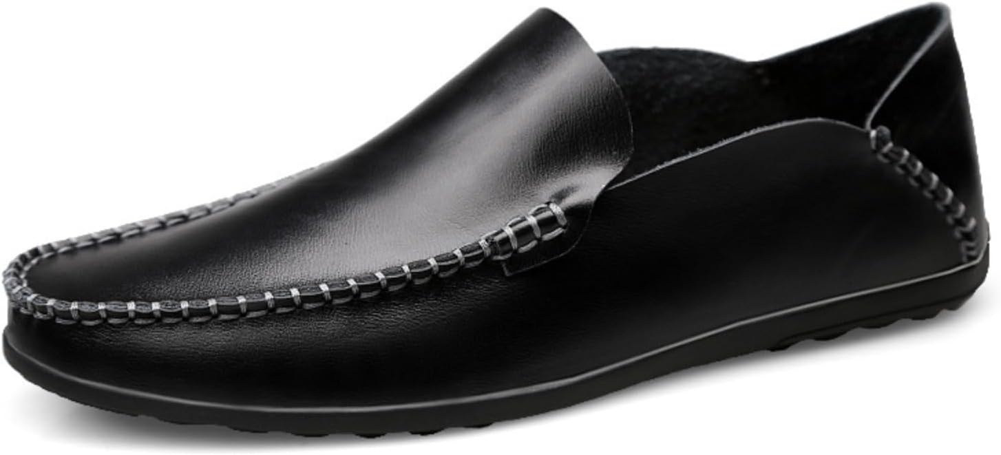 

Мужские кожаные слипоны Azttoztto ручной работы, Премиальные оксфорды из кожи полного зерна для широкой стопы, Повседневные деловые и туристические туфли (размеры 38-47), черный