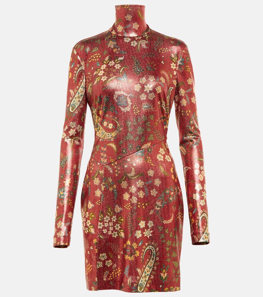 

Платье-мини с высоким воротником в стиле пейсли Etro