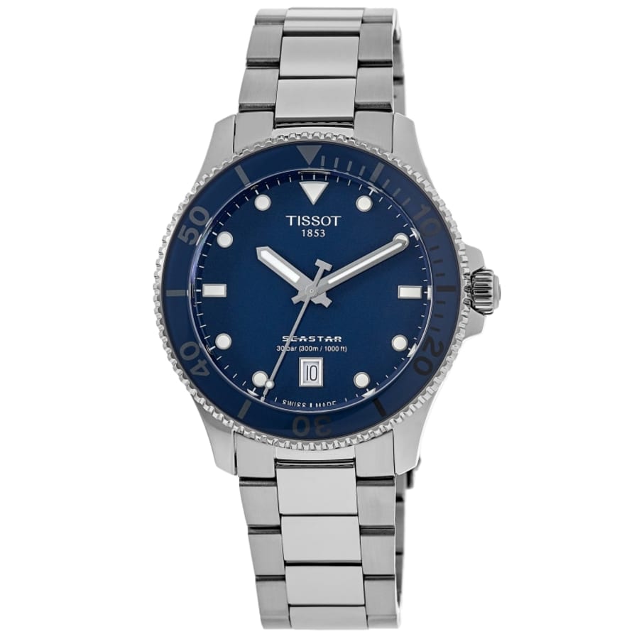 

Мужские часы Tissot Seastar 1000 с синим циферблатом и стальным корпусом T120.410.11.041.00