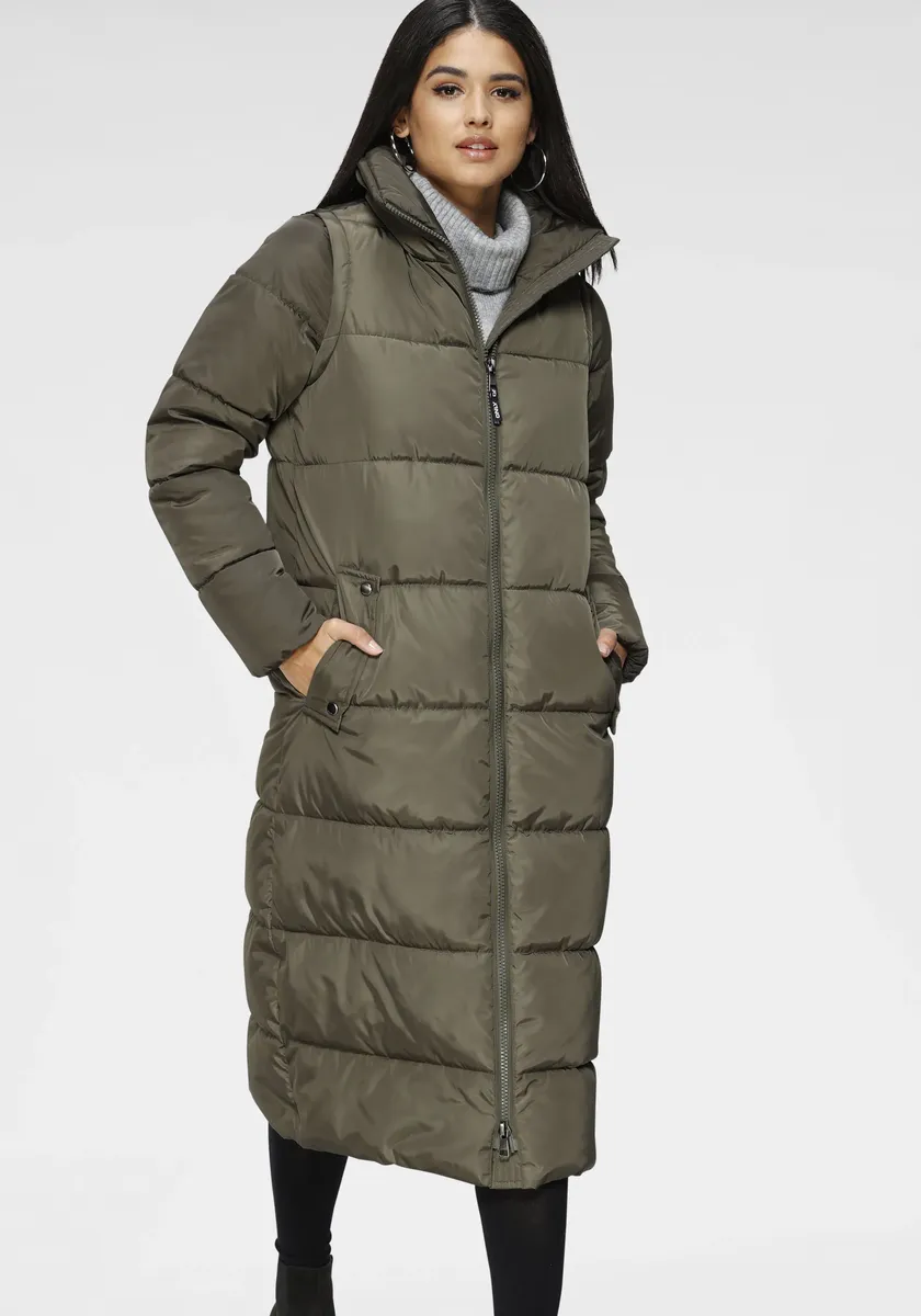 

Only стеганое пальто "ONLIRINA X-LONG 2IN1 PUFFER OTW", можно носить и как жилет, хаки