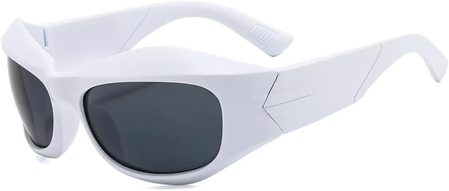 

Солнцезащитные очки в стиле хип-хоп неправильной формы для женщин, с полосками на дужках, винтажные готические солнцезащитные очки для мужчин VFDHN, C6 White Back