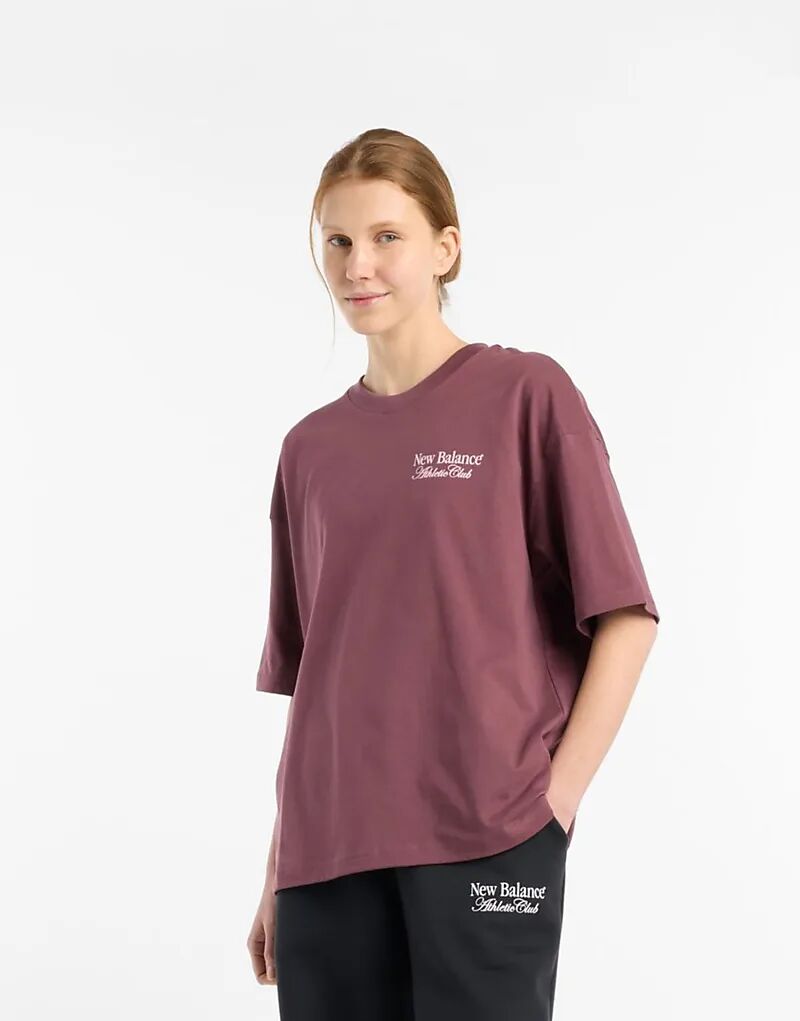 

Футболка New Balance Linear с принтом оверсайз в выцветшем сливовом цвете