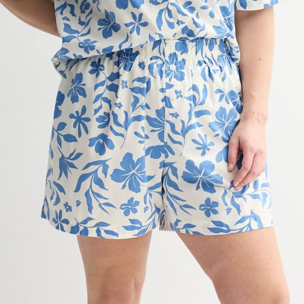 

Тканые раздельные шорты для сна больших размеров Sonoma Goods For Life, цвет blue flower