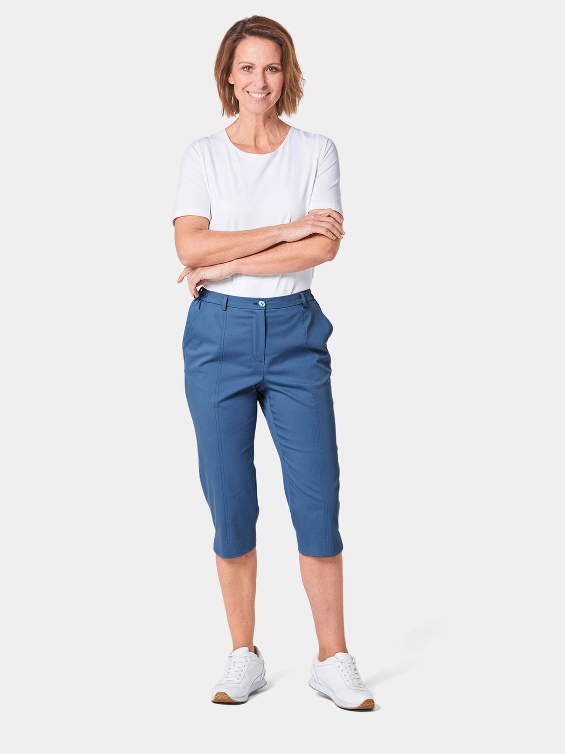 

Брюки GOLDNER Verkürzte Satinhose, цвет schieferblau