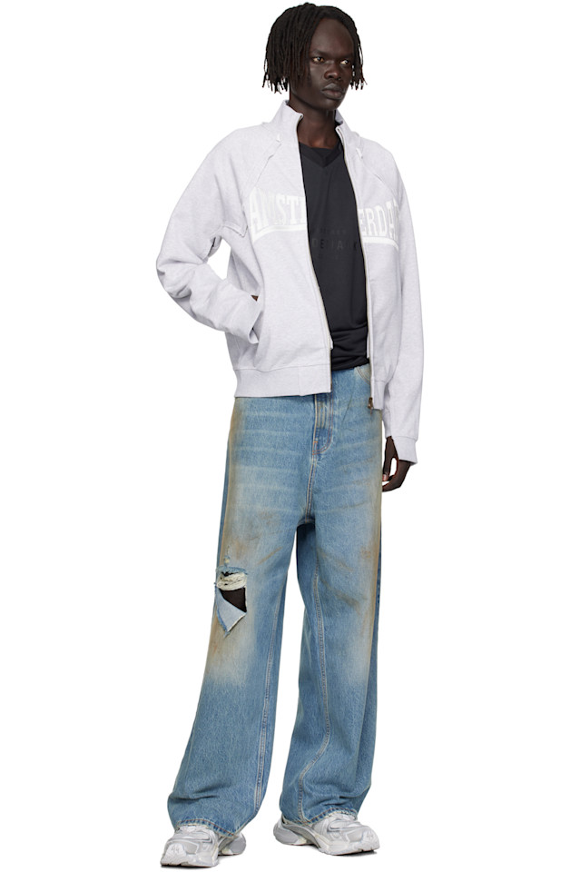 Vetements Серая толстовка на молнии с нашивкой «Амстердам» — фото 4