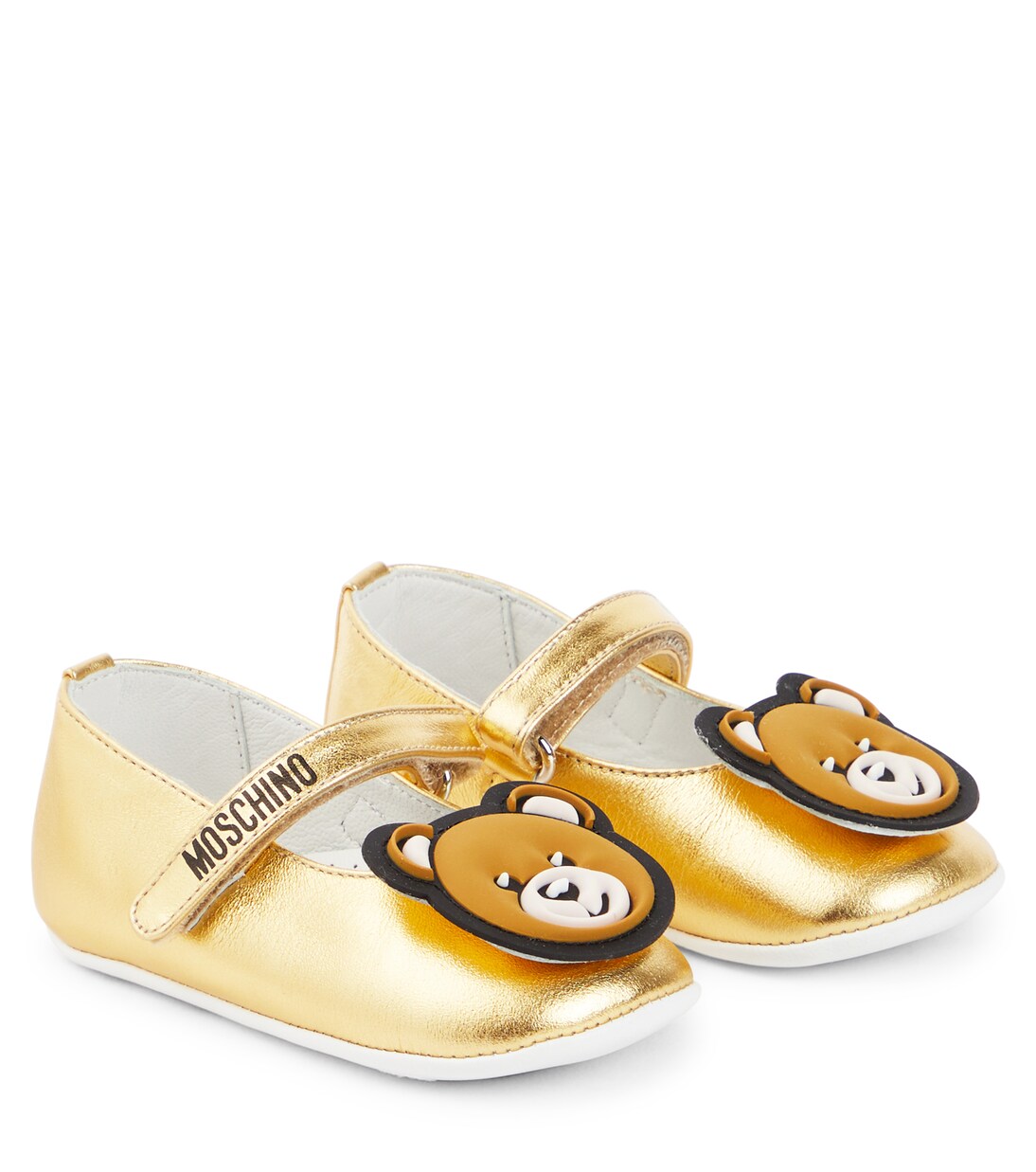 

Детские металлические балетки Moschino Kids, золотой