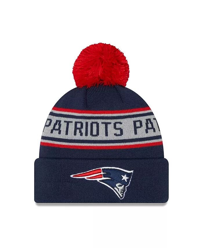 

Мужская темно-синяя вязаная шапка New England Patriots с манжетами и помпоном New Era