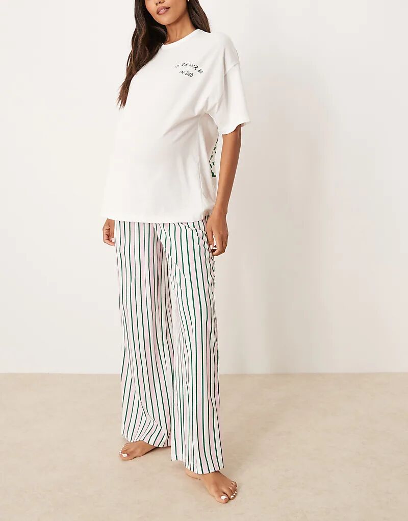 

Футболка свободного кроя и брюки для беременных ASOS DESIGN с полосатым рисунком в виде кровати Asos Maternity