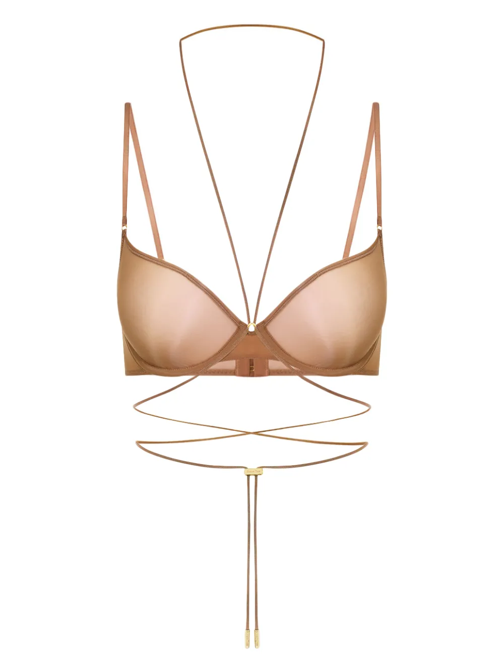 

Бюстгальтер-балконет с завязками Maison Close, коричневый