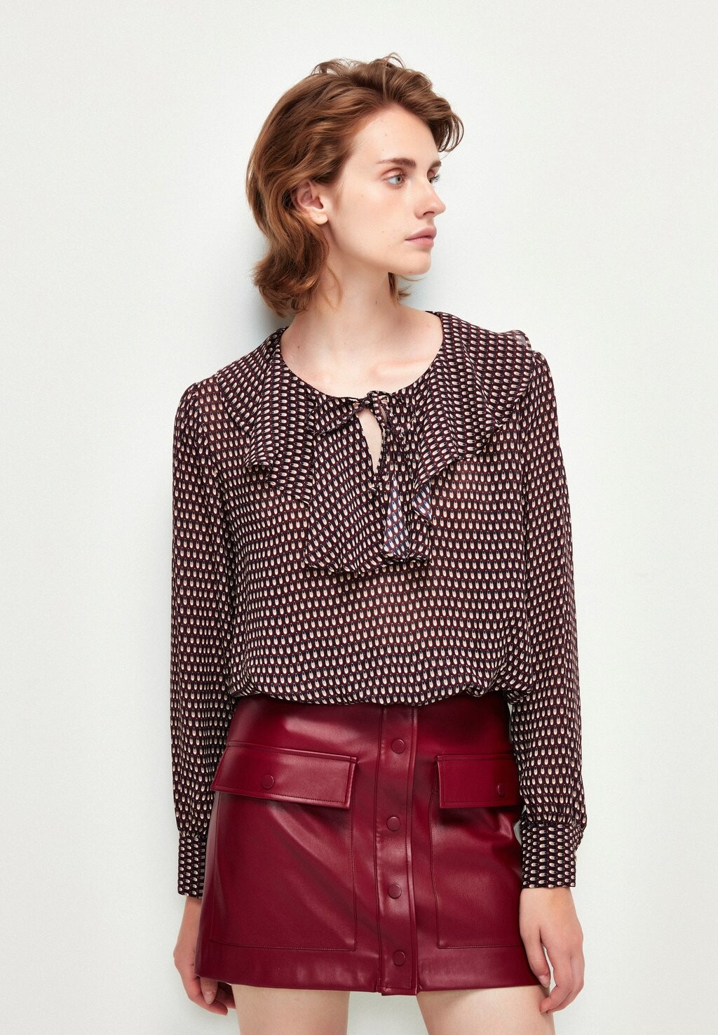 

Блузка Ruffled Long Sleeve Patterned adL, цвет printed claret red