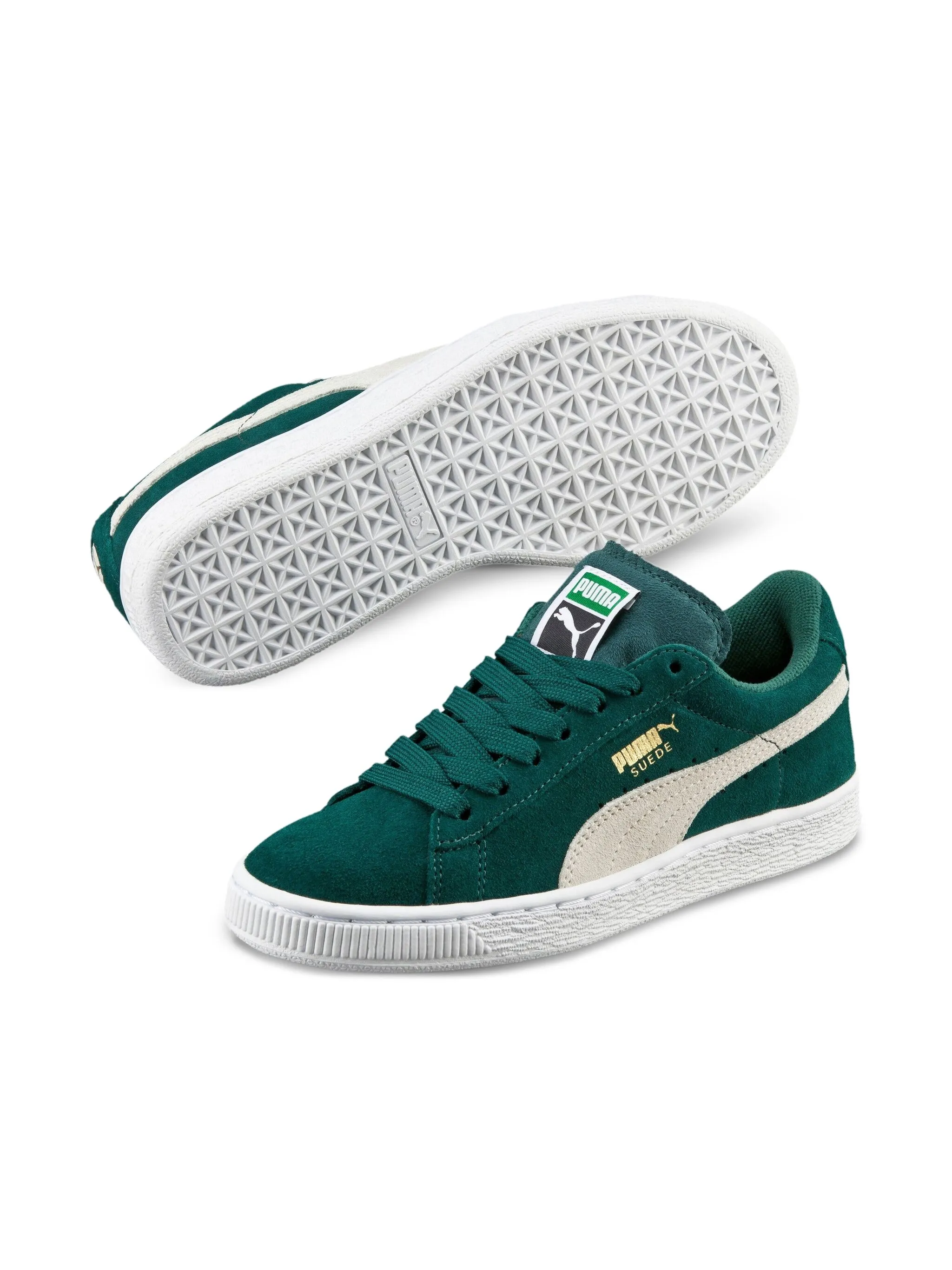 Кроссовки Suede GS Green/White Puma Kids, зеленый — фото 2