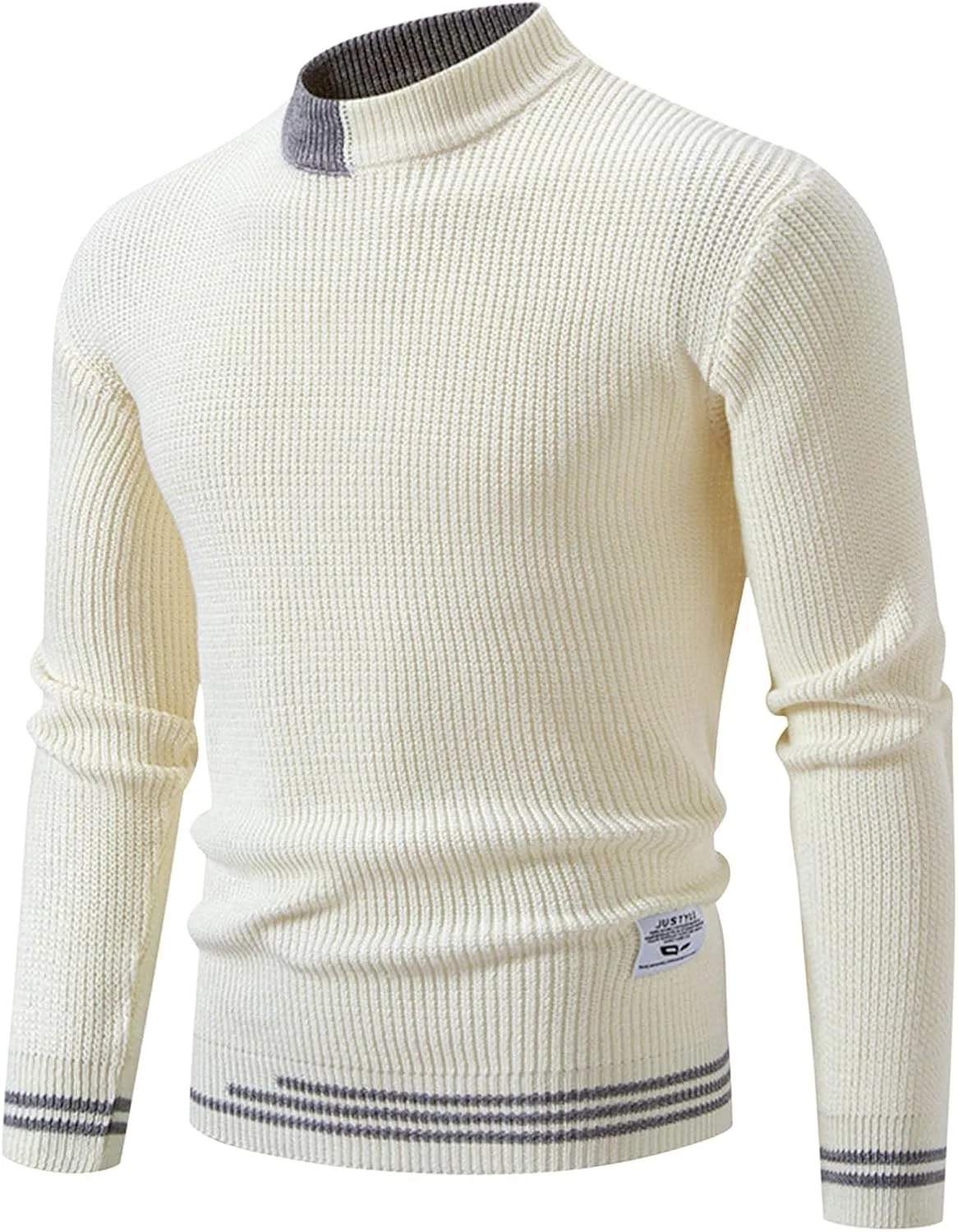 

Мужской свитер-водолазка с длинными рукавами и цветными блоками QUNPIU