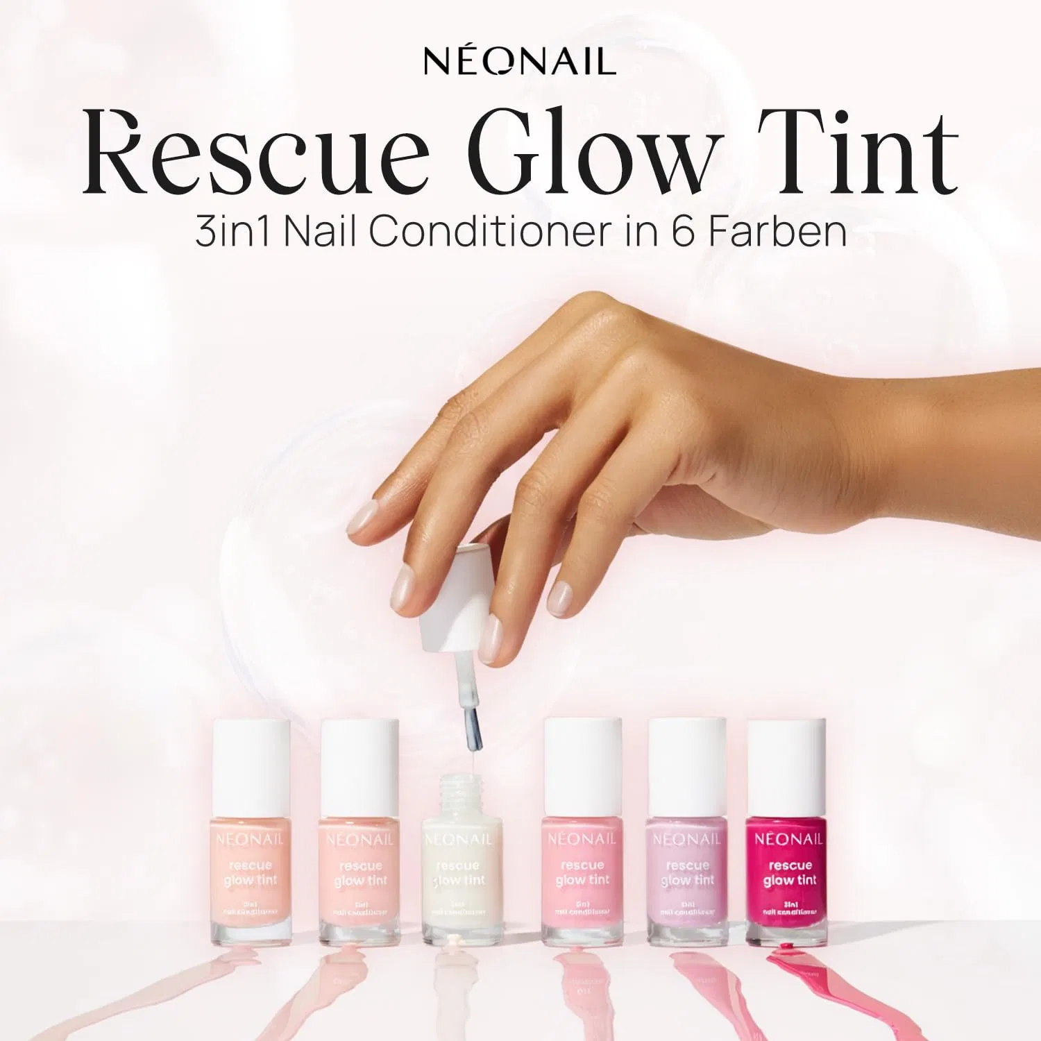 Кондиционер для ногтей NÉONAIL Rescue Glow Tint 3-в-1 Néonail, Peachy Peach — фото 2