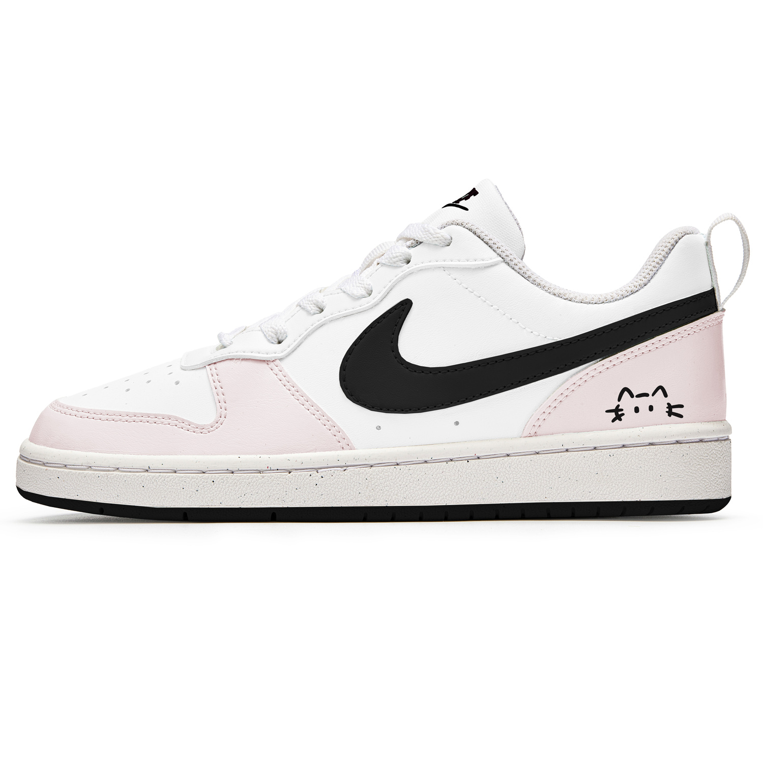 

Nike Court Borough Black Pink Meow термостойкие устойчивые к истиранию нескользящие низкие детские скейтбординг кроссовки